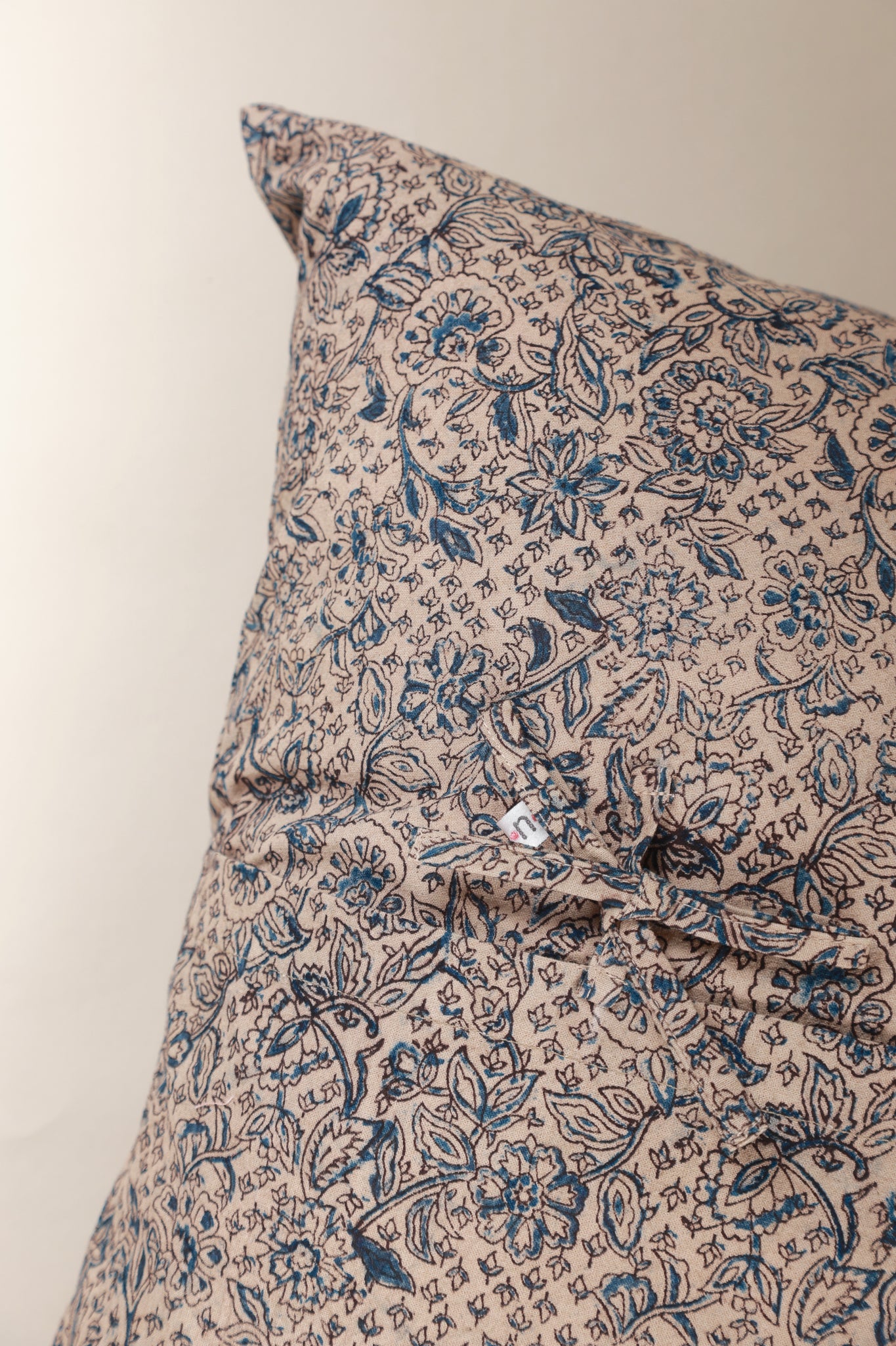 Azure Blue Kalamkari Handcrafted Pillow