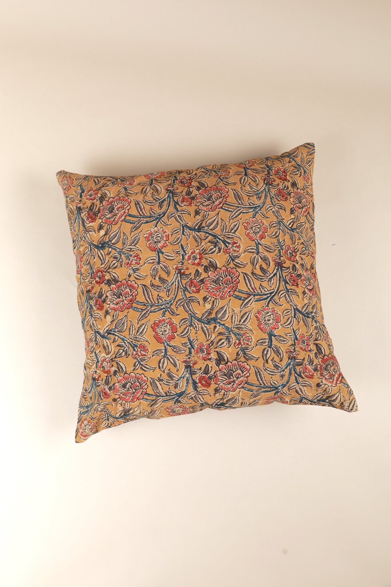 Joyful Garden Kalamkari Handcrafted Pillow