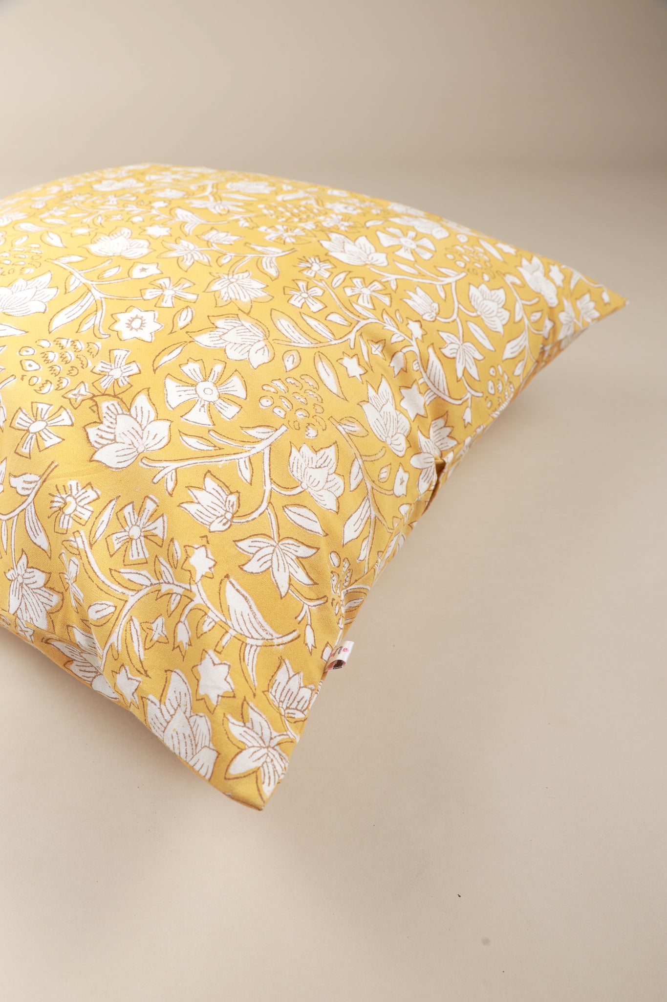 Yellow Blossom Hand Block Print Pillow