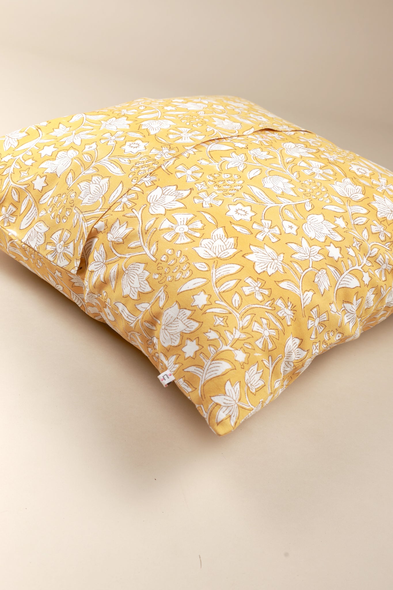 Yellow Blossom Hand Block Print Pillow