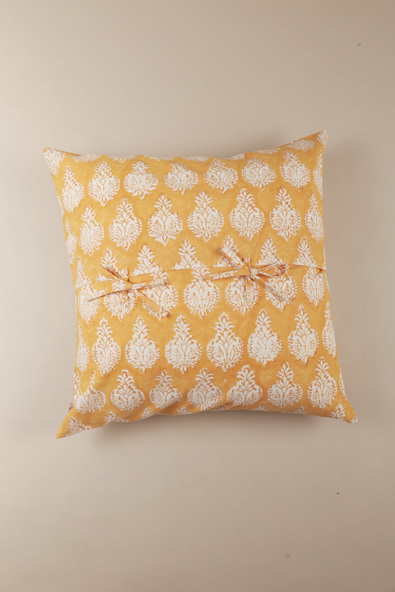 Golden Sunrise Hand Block Print Pillow