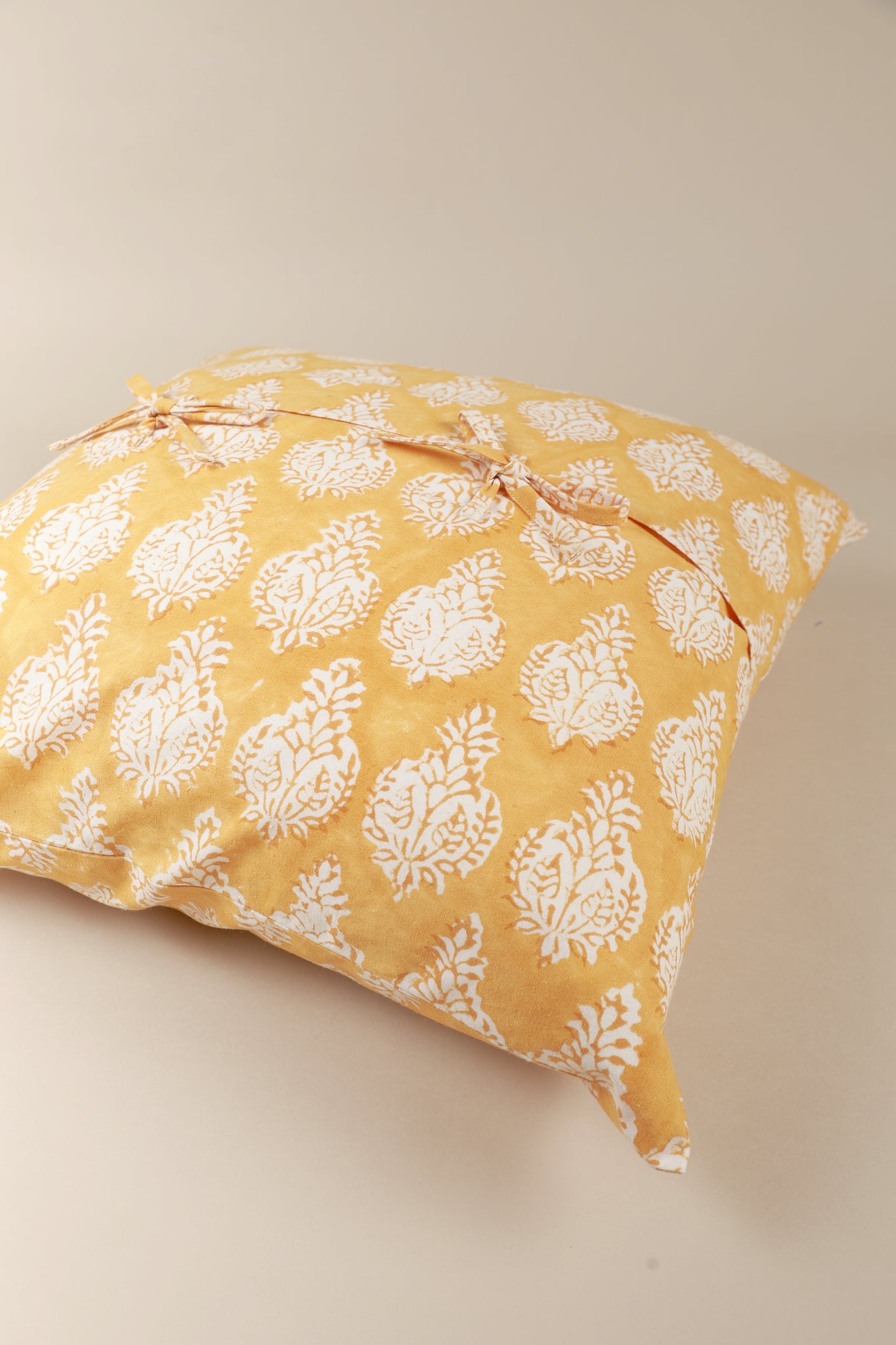 Golden Sunrise Hand Block Print Pillow