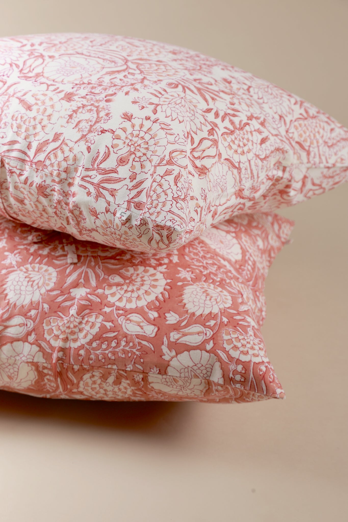 Blush Meadow Hand Block Print Pillow