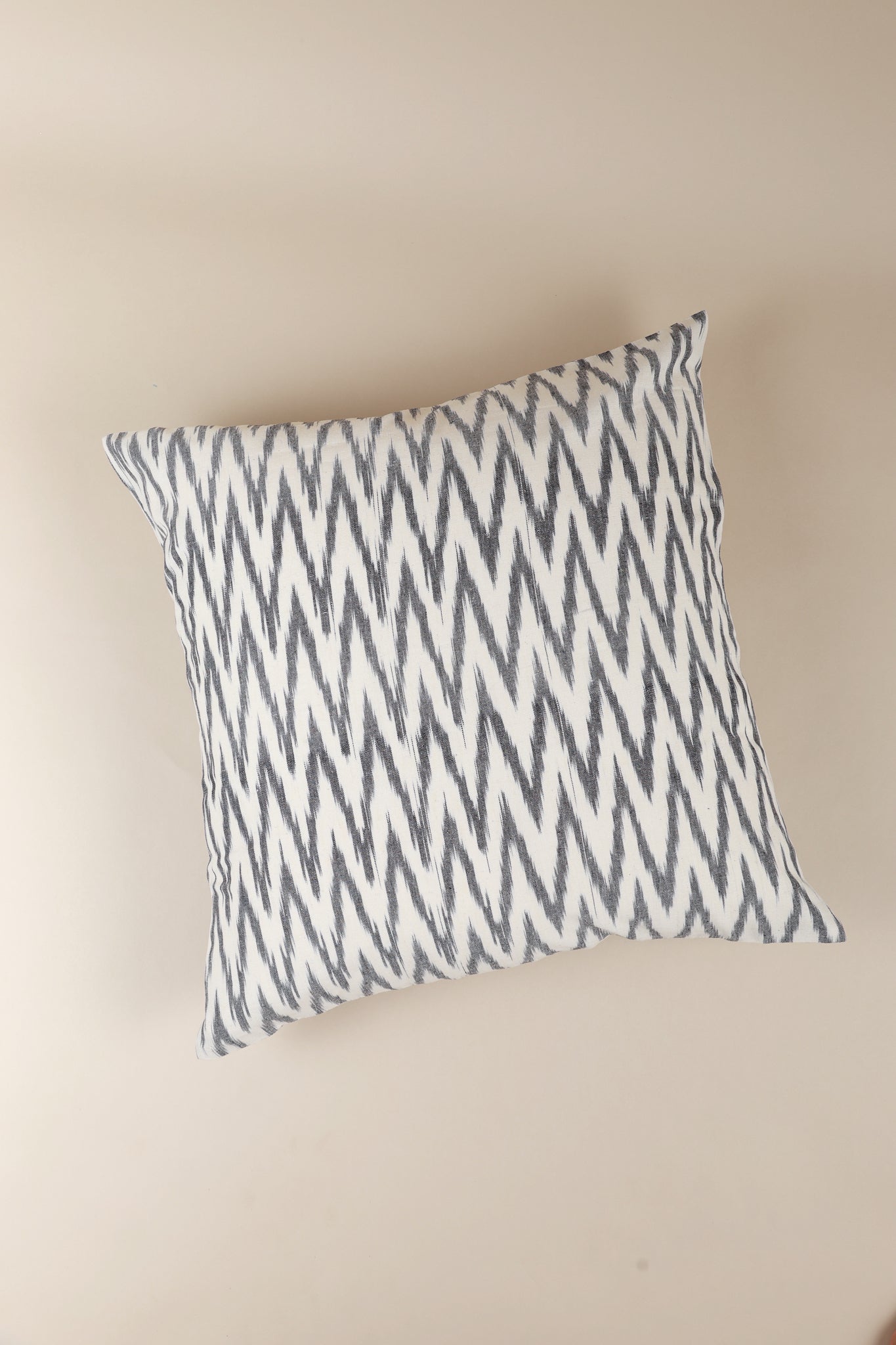 Monochrome Striped Handwoven Ikat Pillow