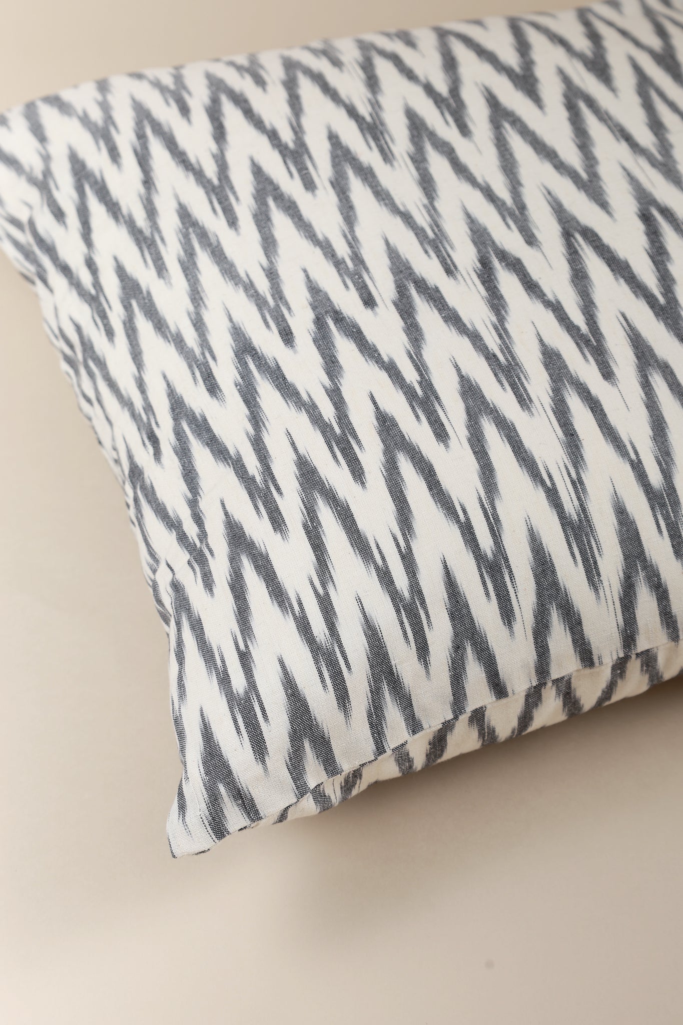 Monochrome Striped Handwoven Ikat Pillow