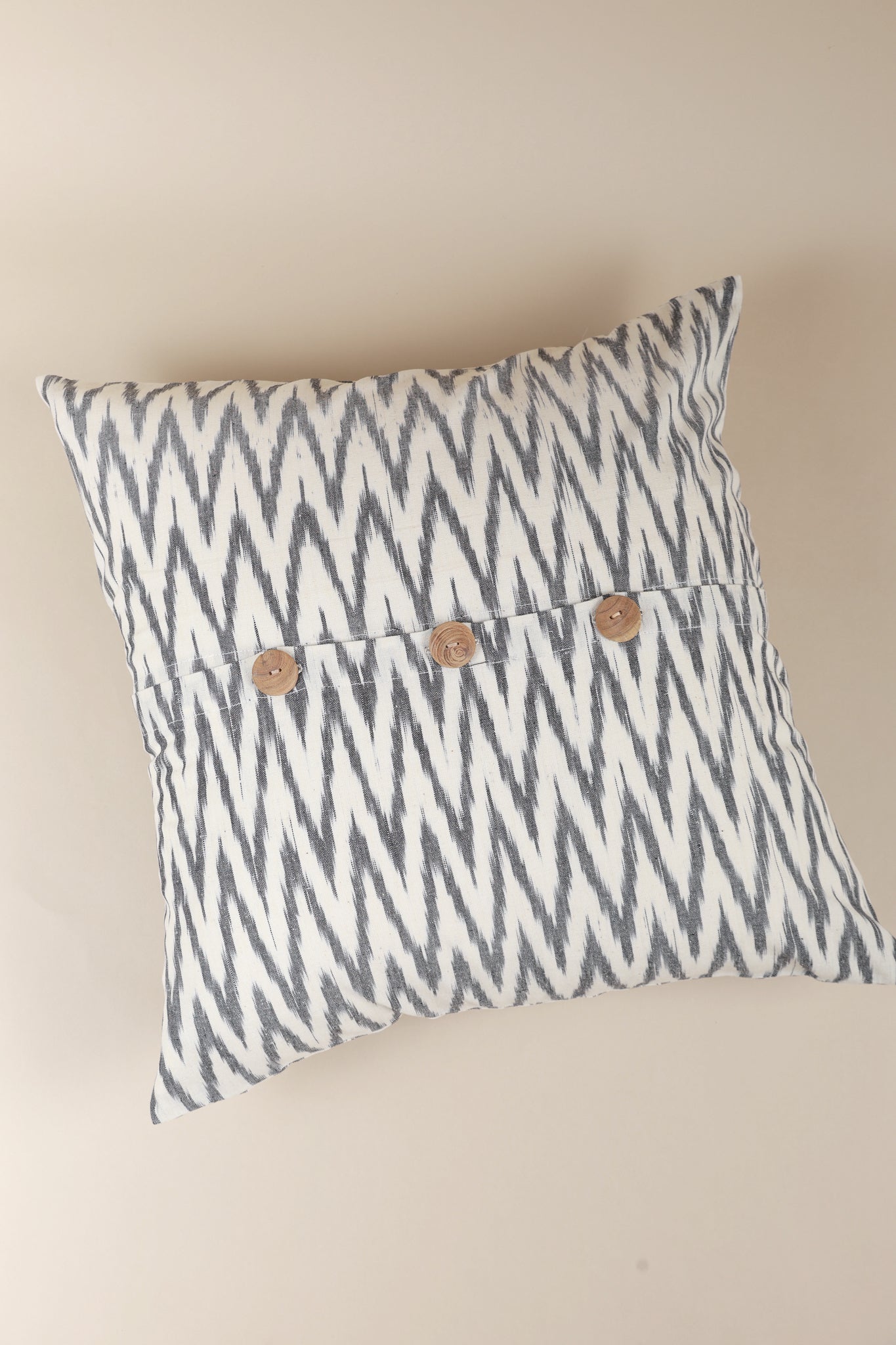 Monochrome Striped Handwoven Ikat Pillow