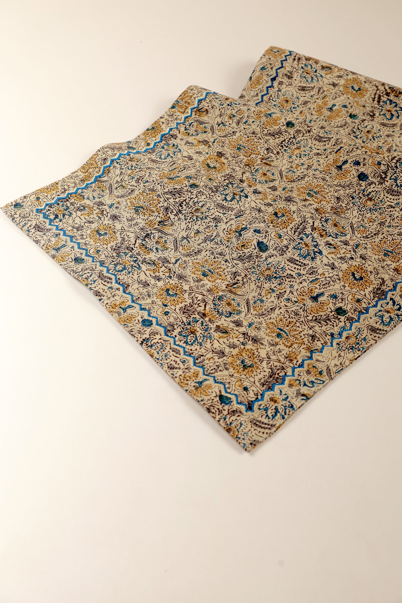 Golden Earth Kalamkari Handcrafted Table Runner