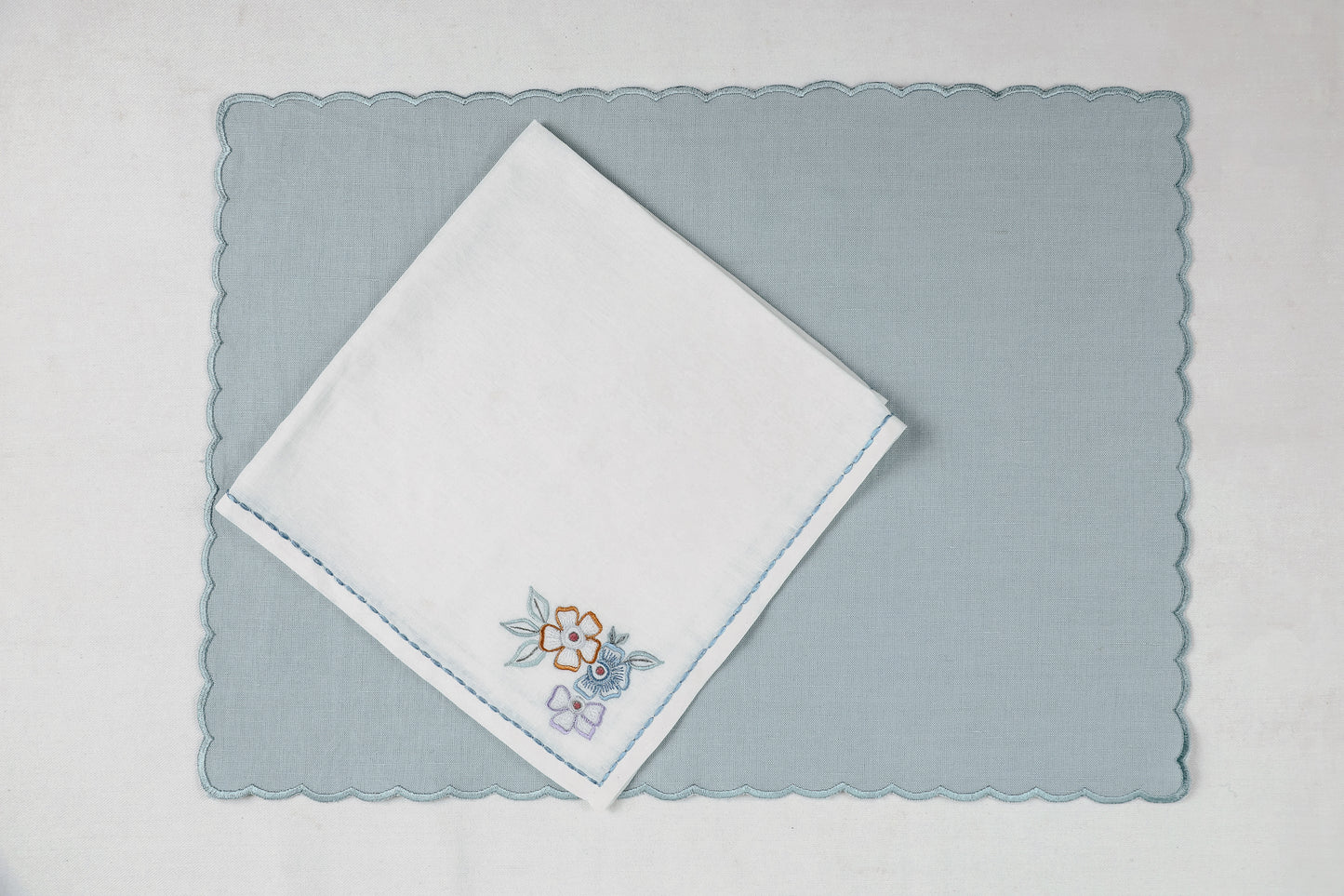 Ensemble de napperons et serviettes Blue Bloom