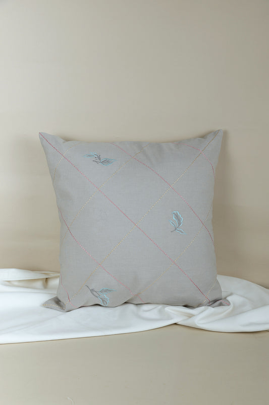 Leafy Sage Embroidered Pillow