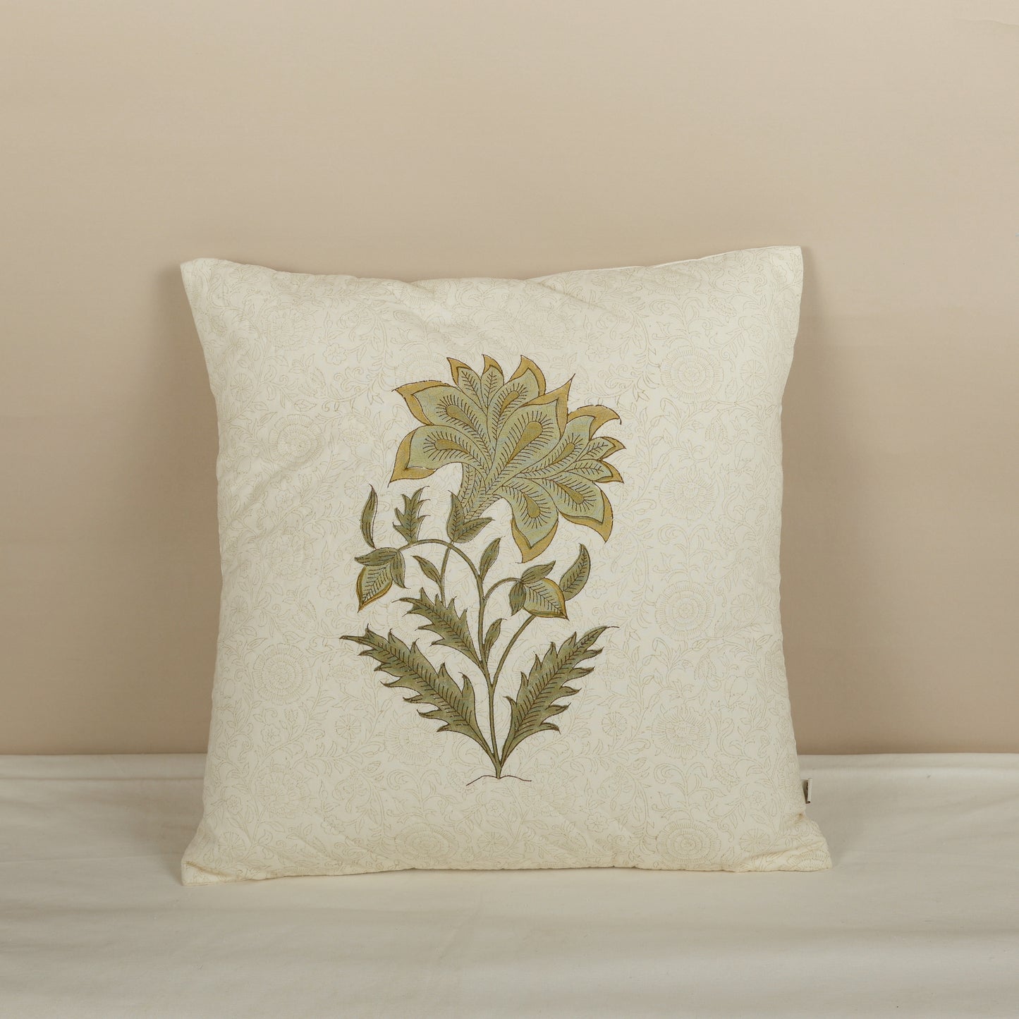 Green Oasis Hand Block Print Cushion