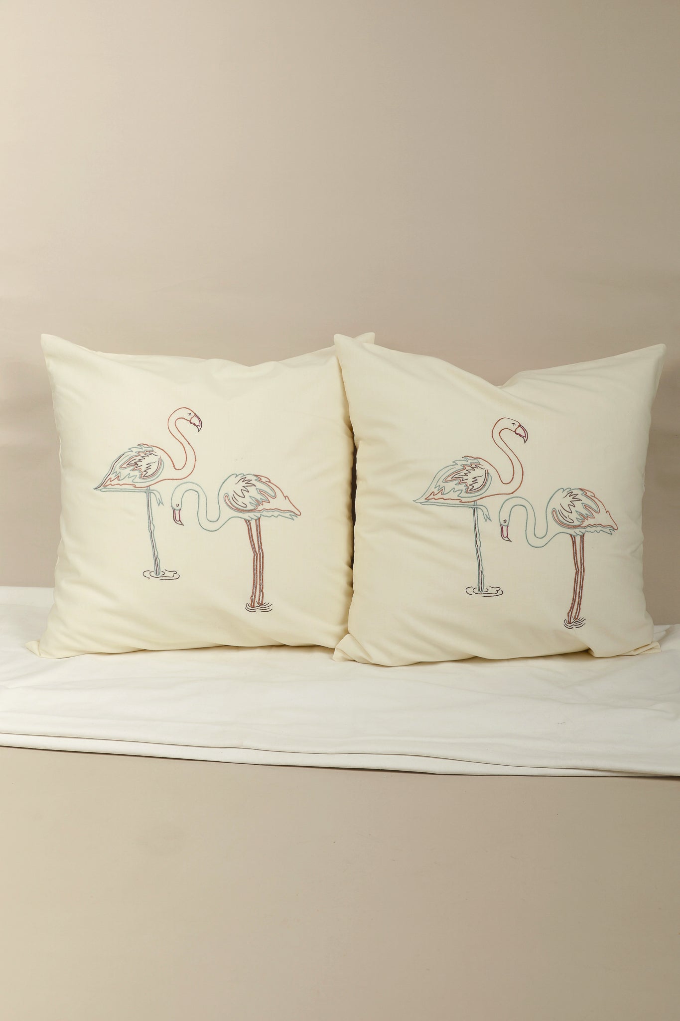 Flamingo Dream Embroidered Pillow