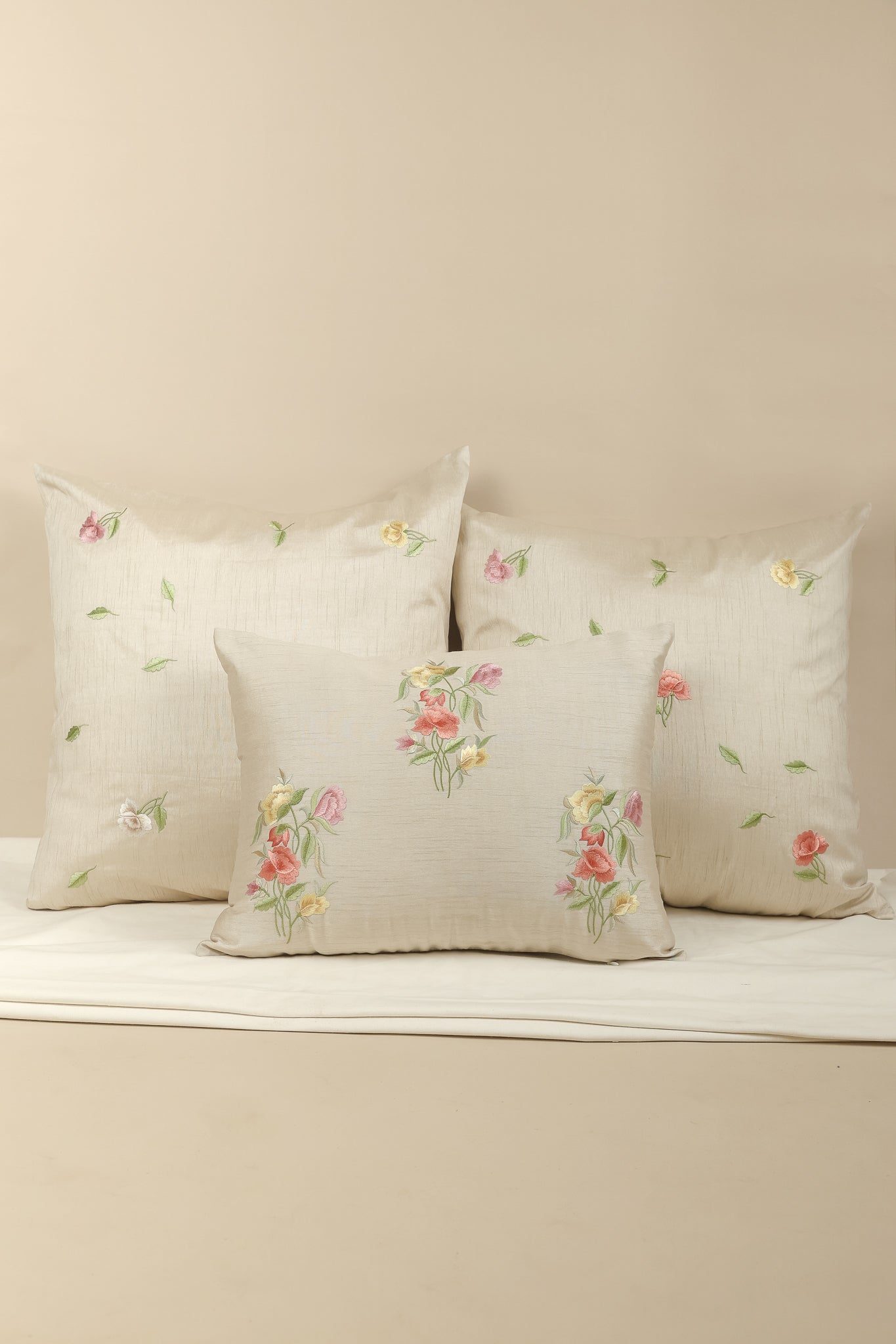 Champagne Garden Silk Lumbar Cushion