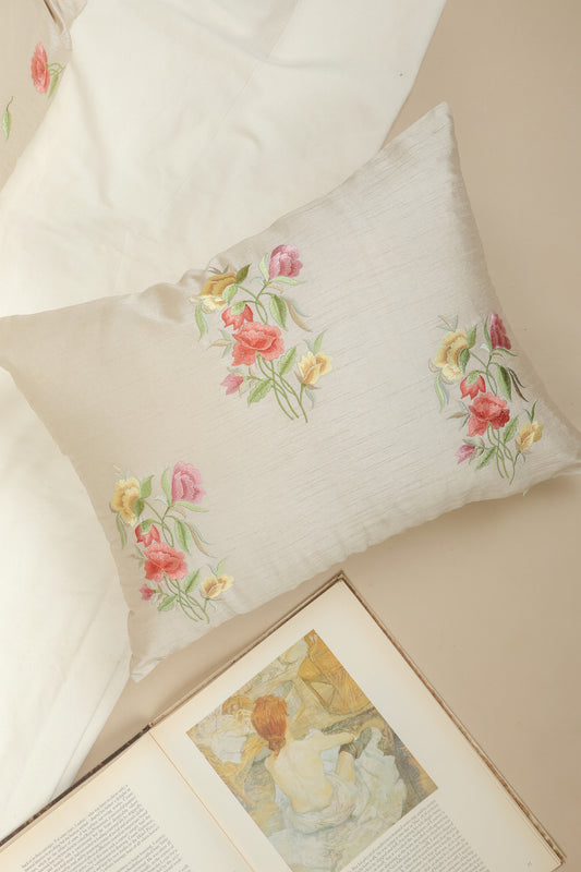 Coussin lombaire en soie Champagne Garden