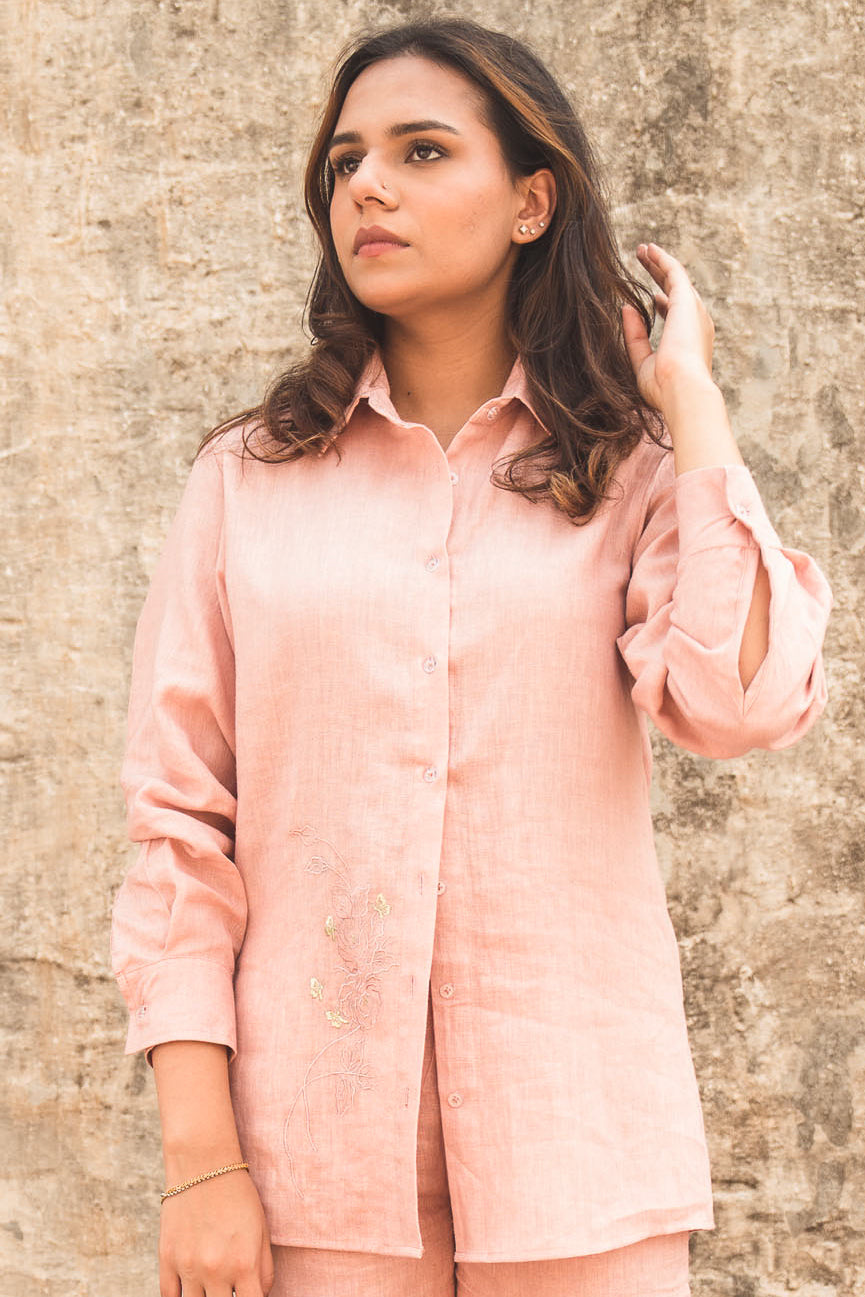 Guava Glam Linen Shirt