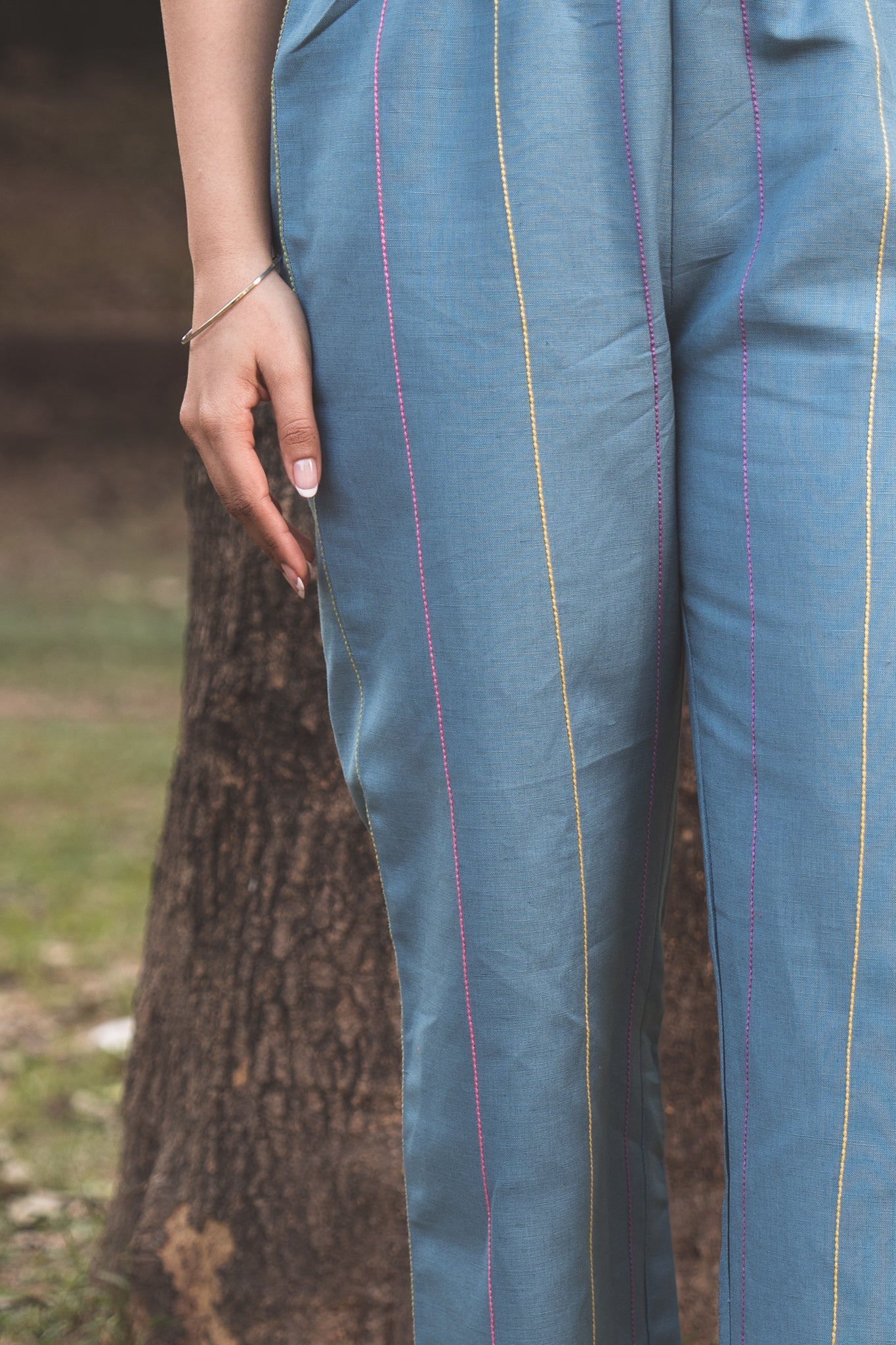 Blue Striped Pants