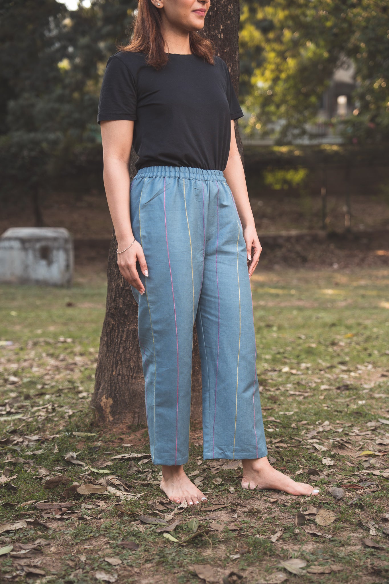 Blue Striped Pants